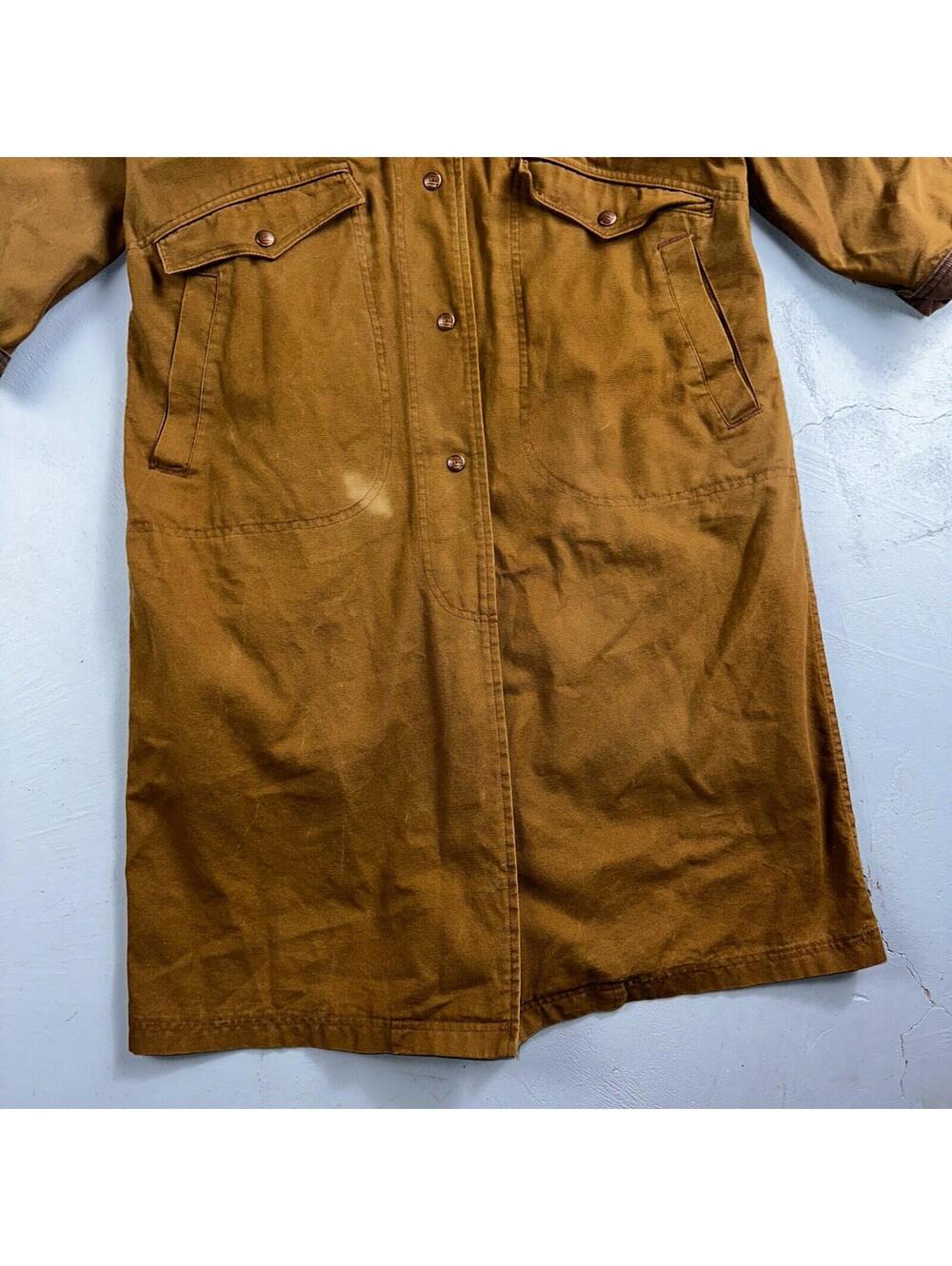Vintage LL Bean Aztec Fleece Lined Womens Canvas Long Button Duster Coat M - Picture 13 of 16
